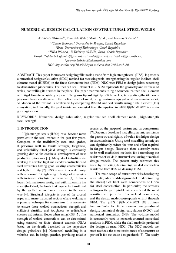 (PDF) Numerical design calculation of structural steel welds