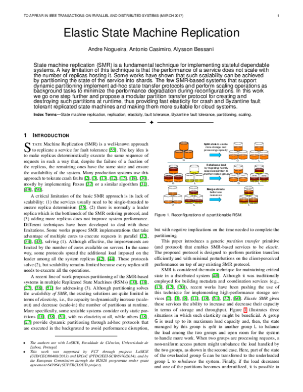 (PDF) Elastic State Machine Replication