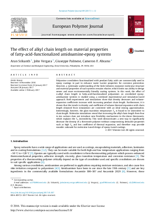 (PDF) The effect of alkyl chain length on material properties of fatty ...