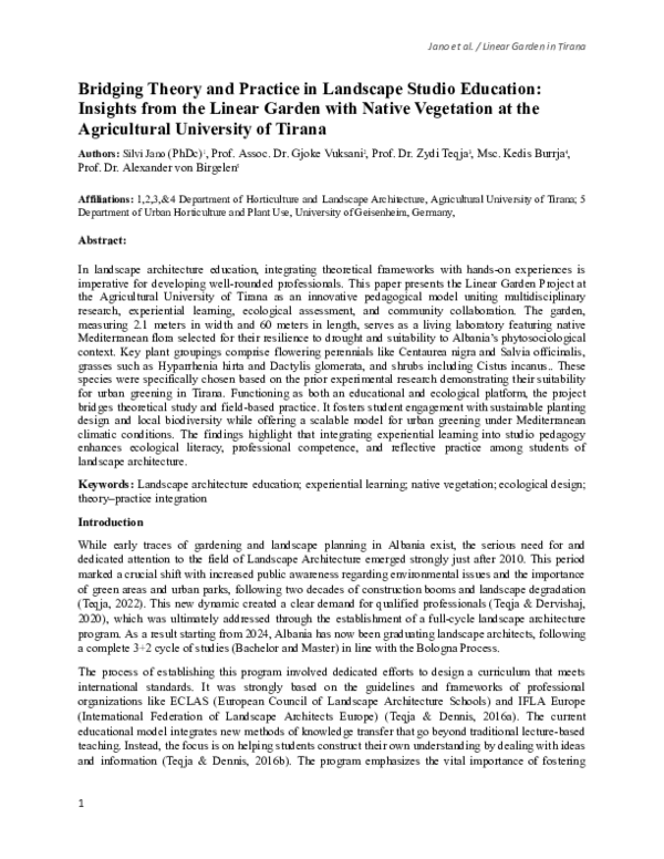 (PDF) Bridging Theory and Practice in Landscape Studio Education ...