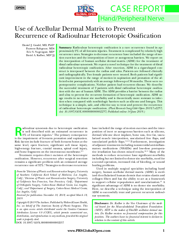 (PDF) Use of Acellular Dermal Matrix to Prevent Recurrence of ...