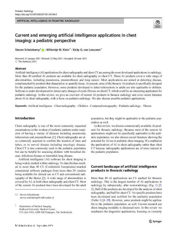 (PDF) Current and emerging artificial intelligence applications in ...