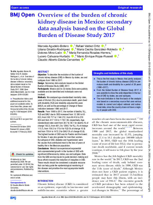 (PDF) Overview of the burden of chronic kidney disease in Mexico ...