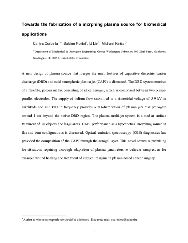 (PDF) Towards the fabrication of a morphing plasma source for ...