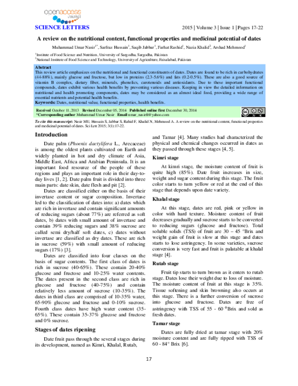 (PDF) A review on the nutritional content, functional properties and ...