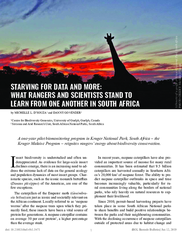 (PDF) Starving for Data and More: What Rangers and Scientists Stand to ...