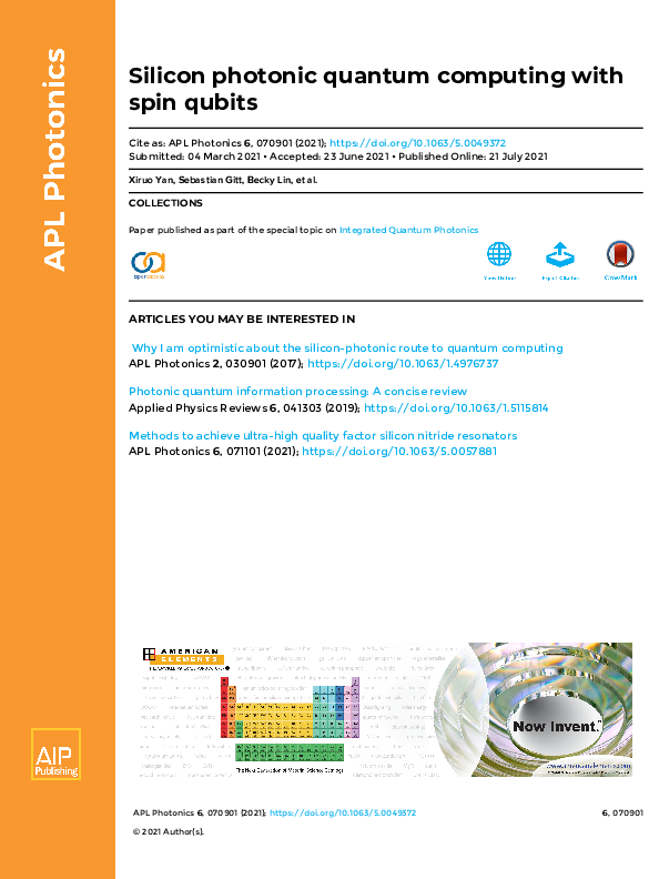 (PDF) Silicon photonic quantum computing with spin qubits