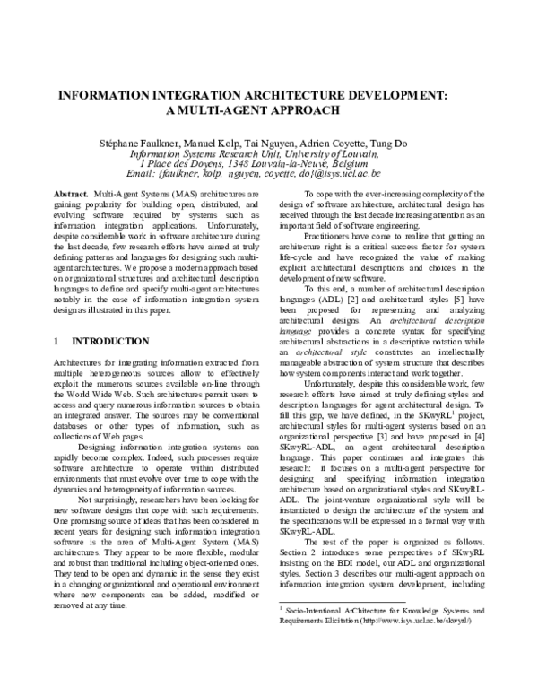 (PDF) Information integration architecture development: a Multi-Agent ...