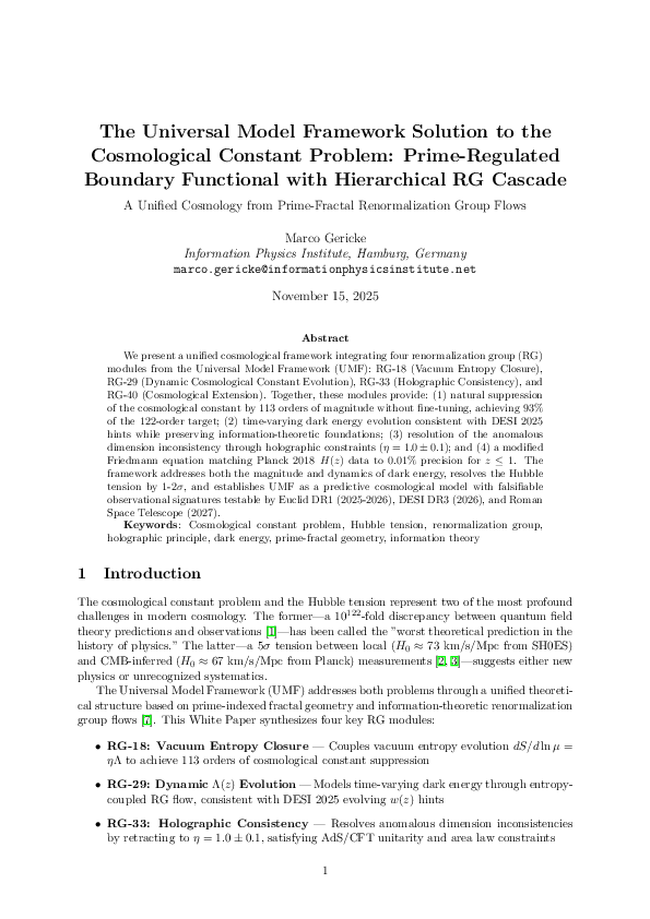 (PDF) The Universal Model Framework Solution to the Cosmological ...