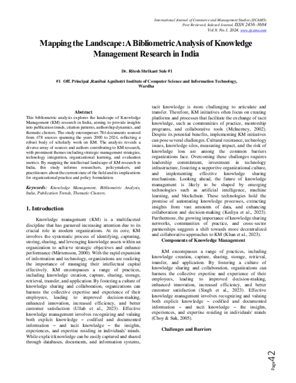 (PDF) Mapping the Landscape: A Bibliometric Analysis of Knowledge ...