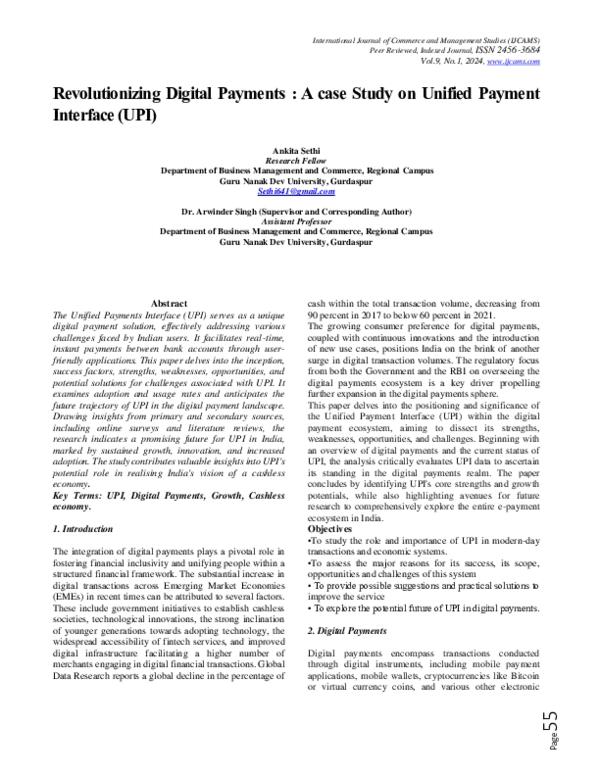 (PDF) Revolutionizing Digital Payments : A case Study on Unified ...
