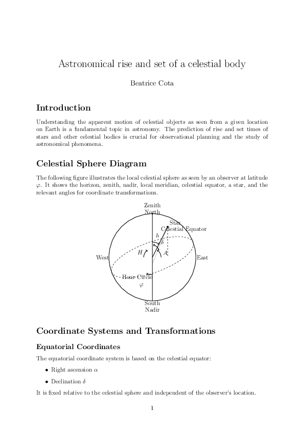 (PDF) Astronomical rise and set of a celestial body