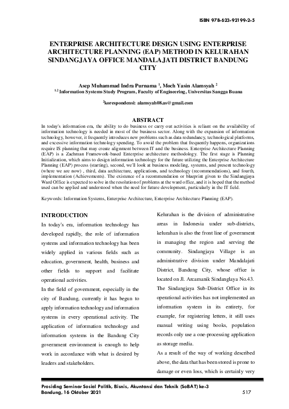 (PDF) Enterprise Architecture Design Using Enterprise Architecture ...