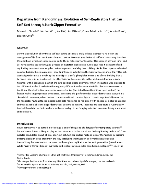 (PDF) Departure from Randomness: Evolution of Self-Replicators that can ...