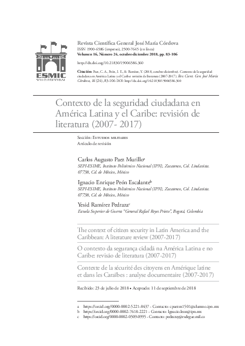 (PDF) Contexto de la seguridad ciudadana en América Latina y el Caribe