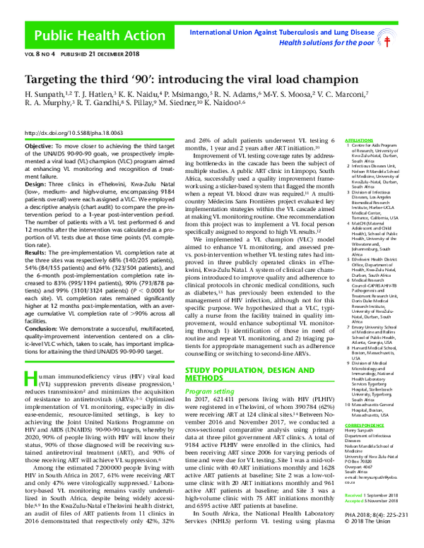 (PDF) Targeting the third ‘90’: introducing the viral load champion
