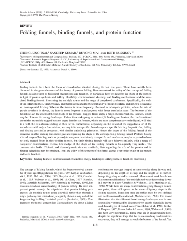 (PDF) Folding funnels, binding funnels, and protein function