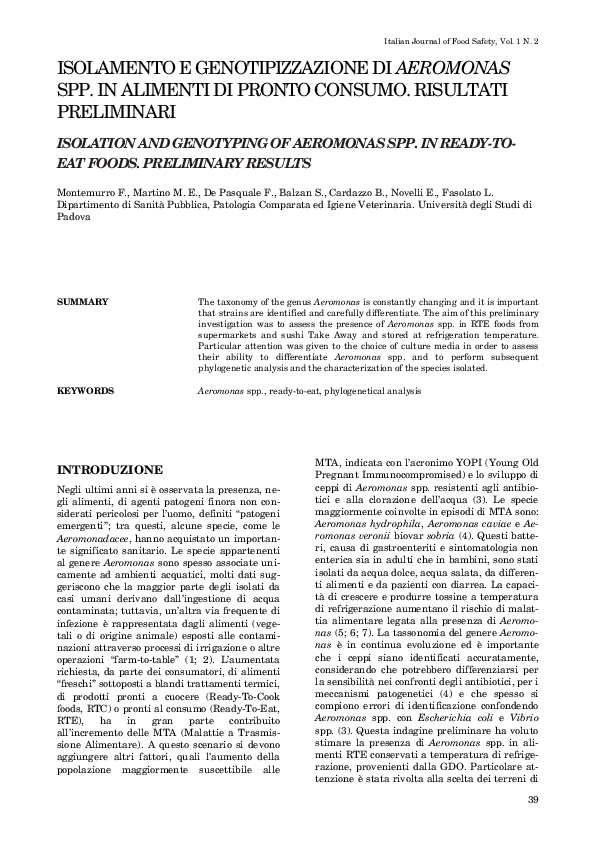 (PDF) Isolation and Genotyping of Aeromonas Spp. In Ready-To-Eat Foods ...
