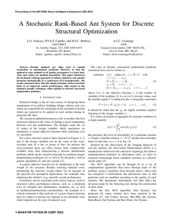 (PDF) A Stochastic Rank-Based Ant System for Discrete Structural ...