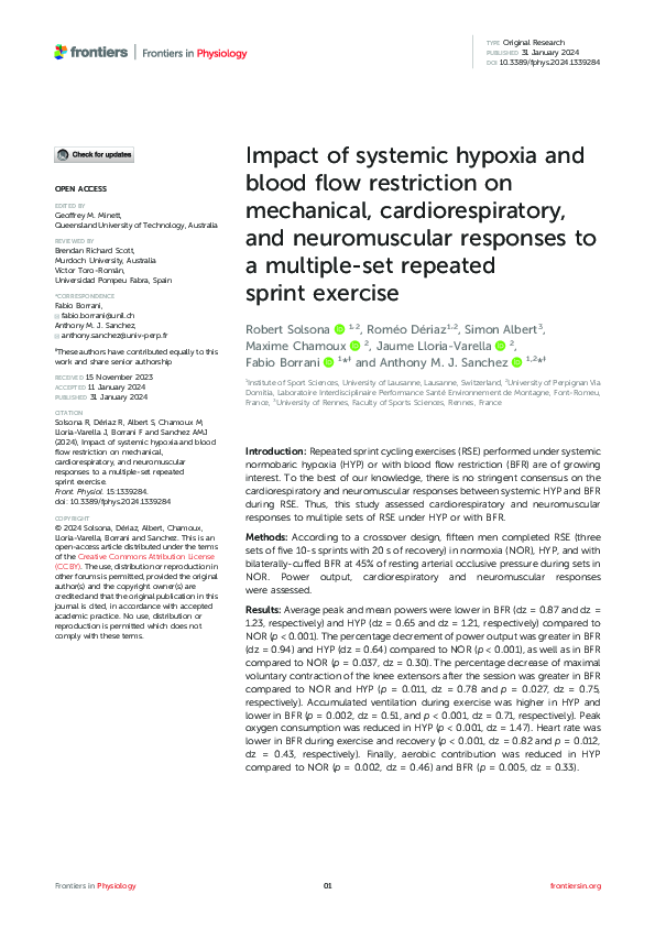 (PDF) Impact of systemic hypoxia and blood flow restriction on ...