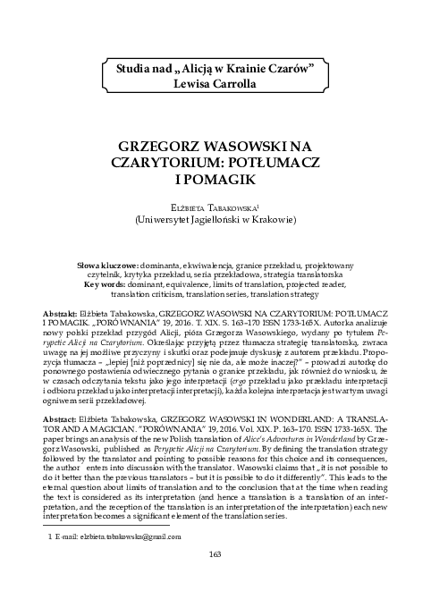 (PDF) Grzegorz Wasowski na Czarytorium: potłumacz i pomagik