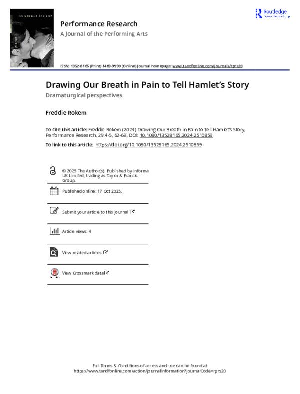 (PDF) Drawing Our Breath in Pain to Tell Hamlet s Story - Freddie Rokem