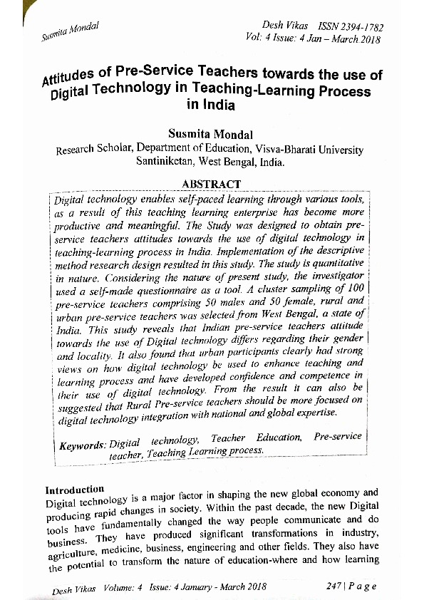 (PDF) Attitudes of pre-service teachers towards the use of digital ...