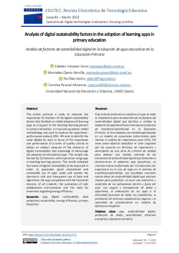 (PDF) Analysis of digital sustainability factors in the adoption of ...