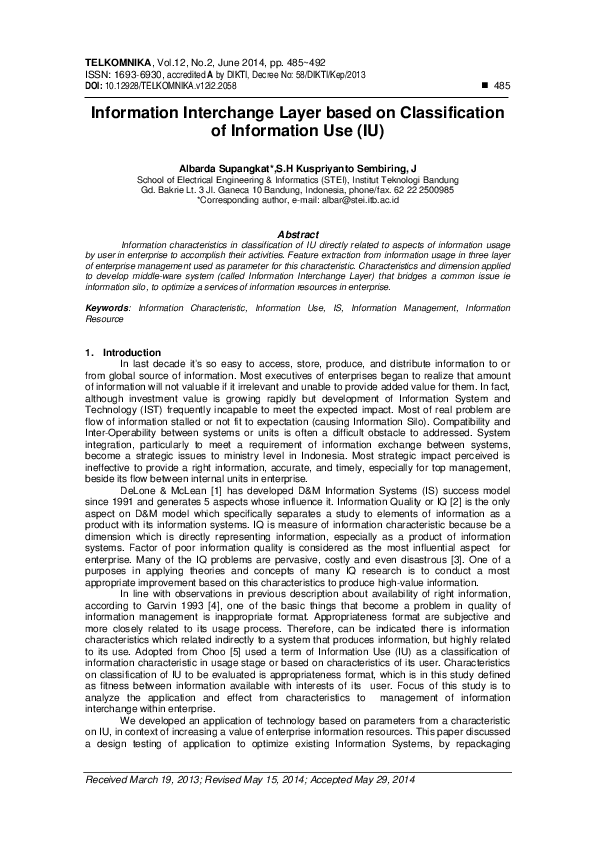 (PDF) Information Interchange Layer based on Classification of ...