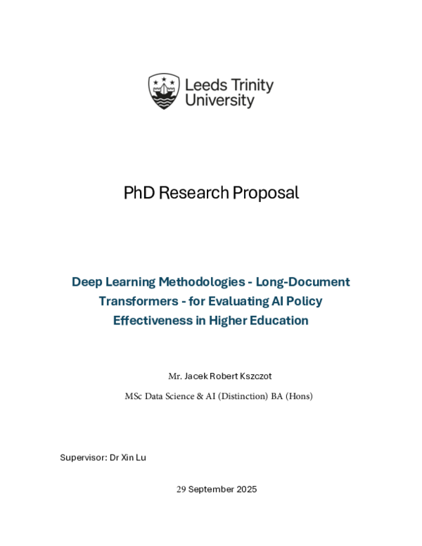 (PDF) PhD Research Proposal Deep Learning Methodologies -Long-Document ...