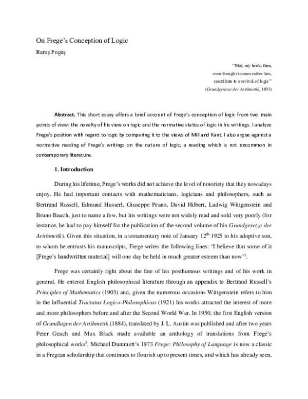 (PDF) Frege’s conception of logic