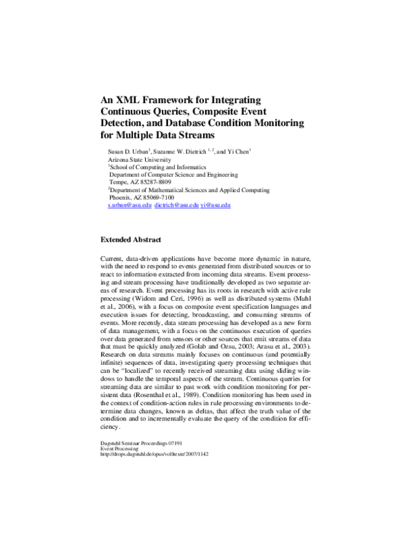 (PDF) An XML Framework for Integrating Continuous Queries, Composite ...