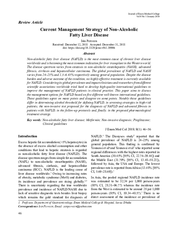 (PDF) Current Management Strategy of Non-Alcoholic Fatty Liver Disease