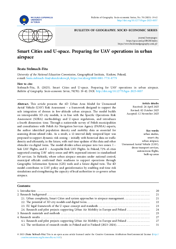 (PDF) Smart Cities and U-space. Preparing for UAV operations in urban ...