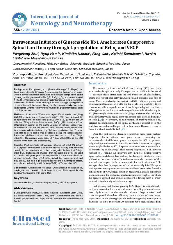 (PDF) Intravenous Infusion of Ginsenoside Rb1 Ameliorates Compressive ...