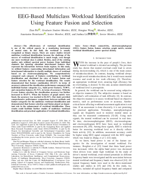 (PDF) EEG-Based Multiclass Workload Identification Using Feature Fusion ...