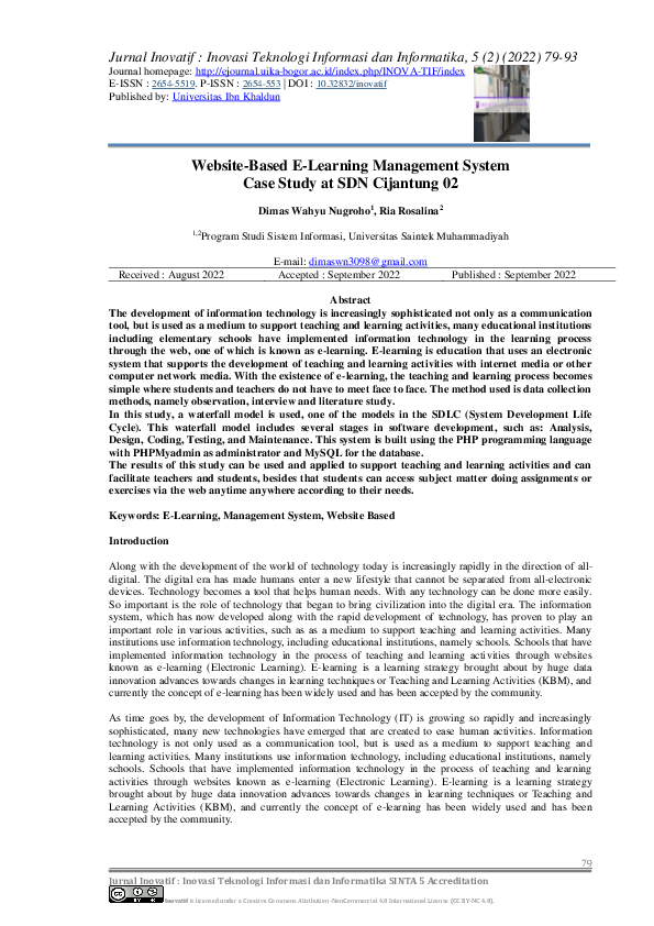 (PDF) Website-Based E-Learning Management System Case Study at SDN ...