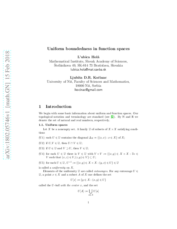 (PDF) Uniform boundedness in function spaces