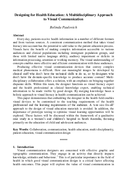 (PDF) Designing for health education: a multidisciplinary approach to ...