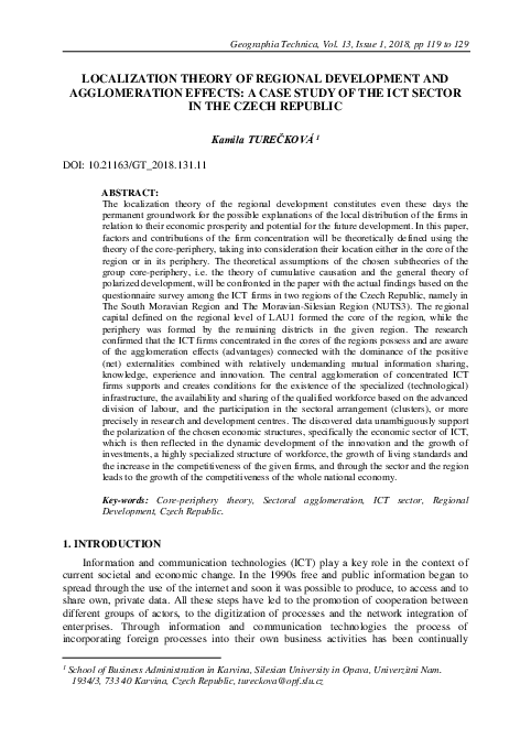 (PDF) Localization Theory of Regional Development and Agglomeration ...