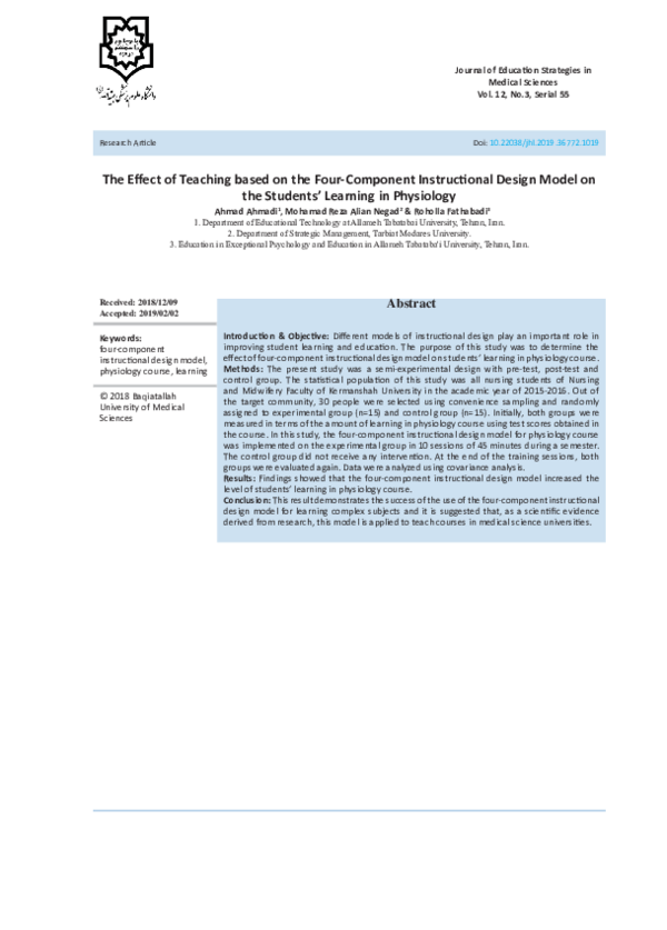(PDF) The Effect of Teaching based on the Four-Component Instructional ...