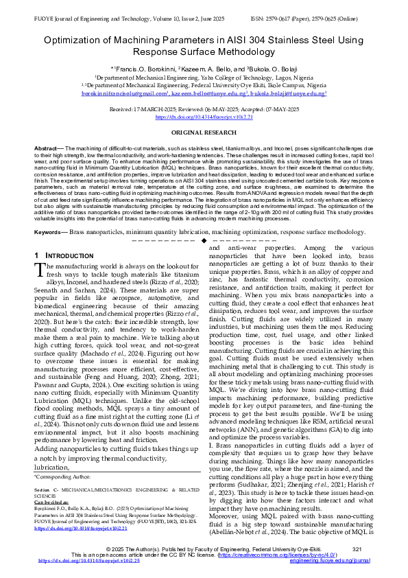 (PDF) Optimization of Machining Parameters in AISI 304 Stainless Steel ...