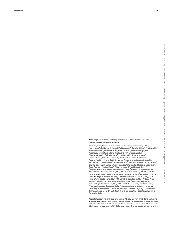 (PDF) 189 Long-term outcomes of early-onset myocardial infarction with ...