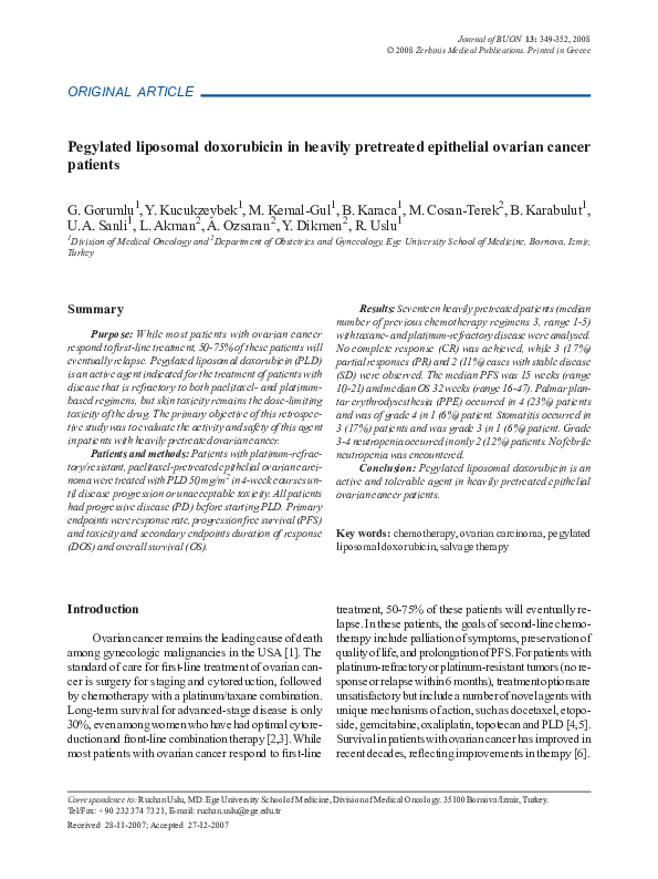 (PDF) Pegylated liposomal doxorubicin in heavily pretreated epithelial ...
