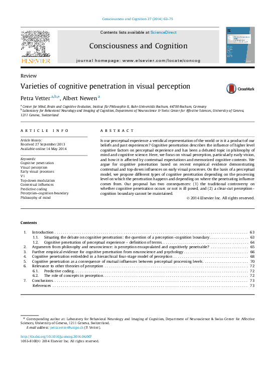 (PDF) Varieties of cognitive penetration in visual perception