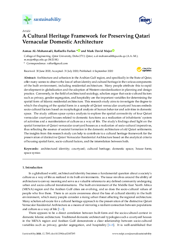 (PDF) A Cultural Heritage Framework for Preserving Qatari Vernacular ...