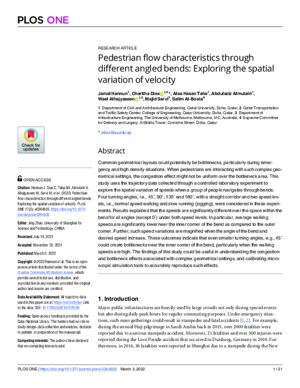 (PDF) Pedestrian flow characteristics through different angled bends ...