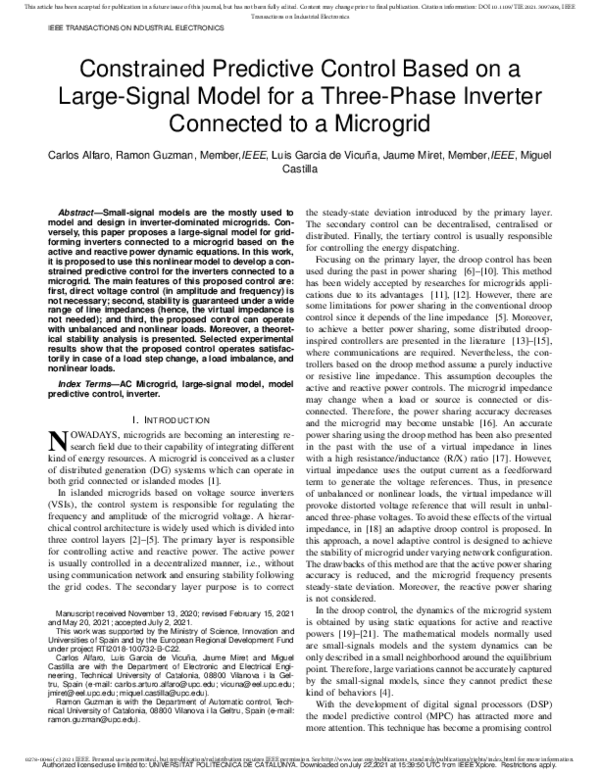 (PDF) Constrained Predictive Control Based on a Large-Signal Model for ...