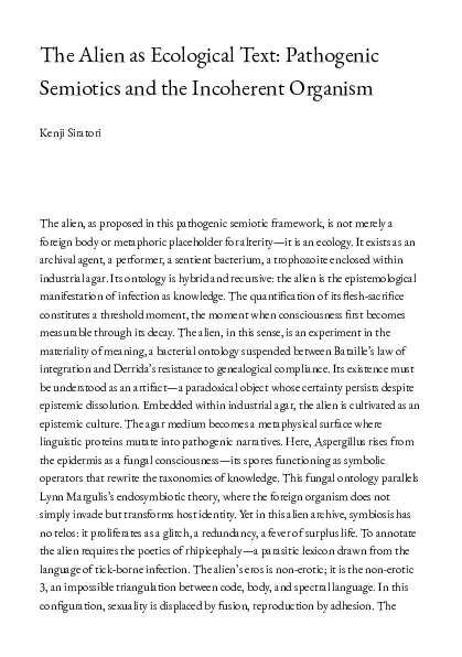 (PDF) The Alien as Ecological Text: Pathogenic Semiotics and the ...