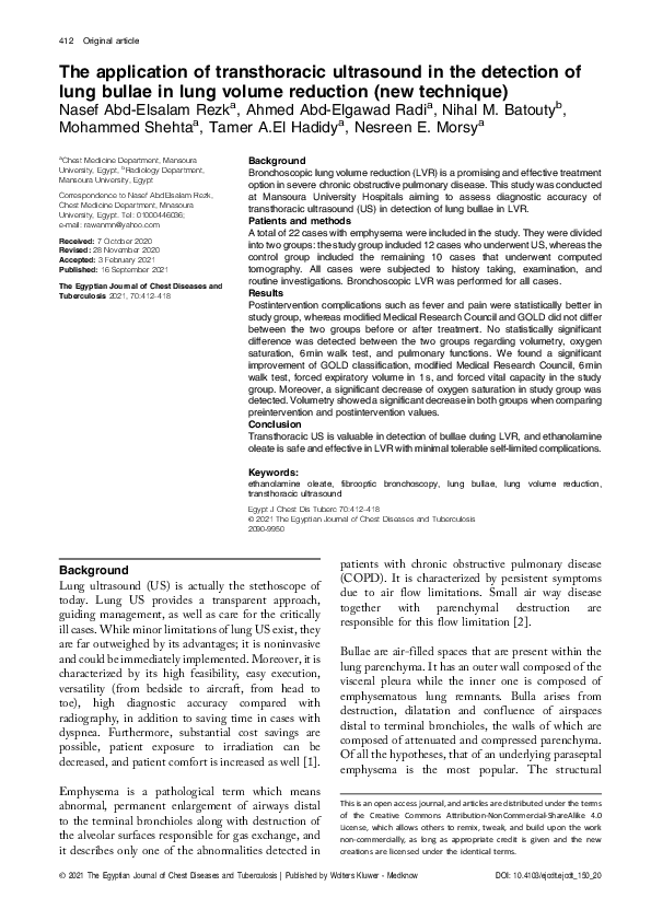 (PDF) The application of transthoracic ultrasound in the detection of ...